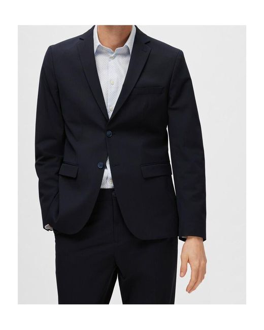 SELECTED Blue Viscose Blend Slim Fit Blazer for men