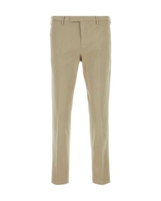 Pt Pantaloni Men's Natural Pt Torino Mid-Rise Slim Cut Pants