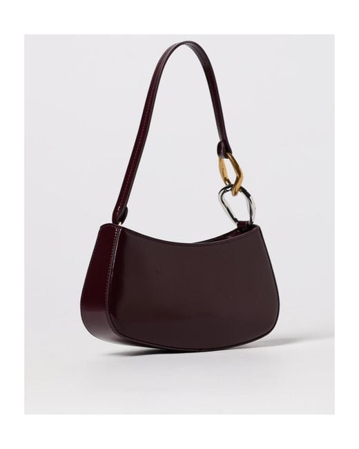 Staud Purple Ollie Logo Debossed Shoulder Bag