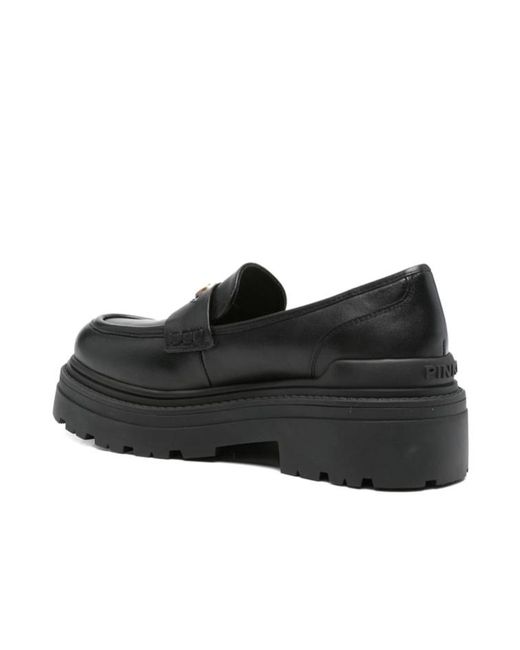 Pinko Black Round Toe Loafers