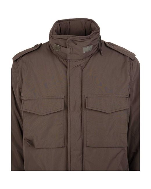 Aspesi Brown Vento Funnel Neck Field Jacket for men