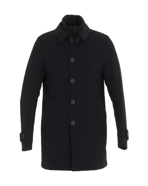 Herno Blue Buttoned Down High-Neck Coat for men