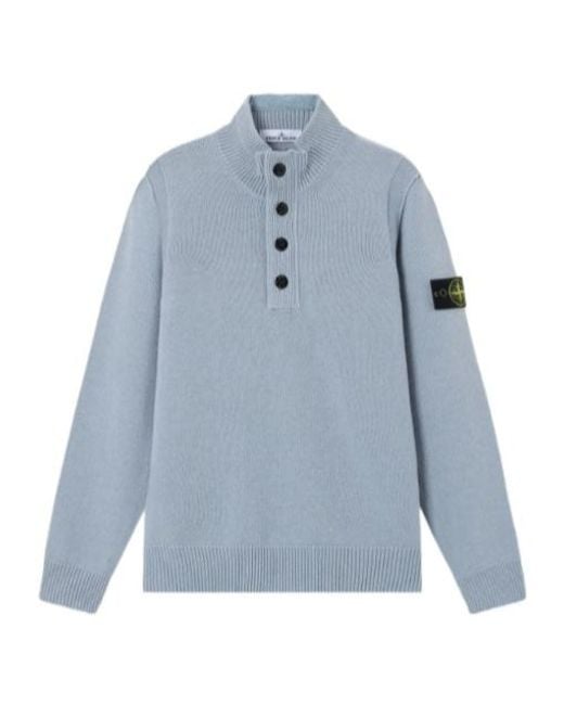 Stone Island Blue Regular-Fit Half-Zip Jumper With Button Placket for men