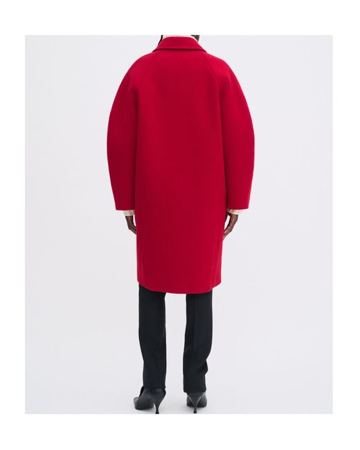 Filippa K Red Cocoon Raglan-Sleeve Coat