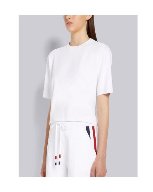 Thom Browne White Rwb Intarsia-Knit Crewneck T-Shirt