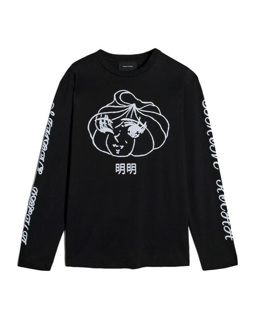 Simone Rocha Black Logo Print Long-Sleeve T-Shirt