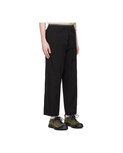 RANRA Black Elasticated Waistband Tapered Trousers for men
