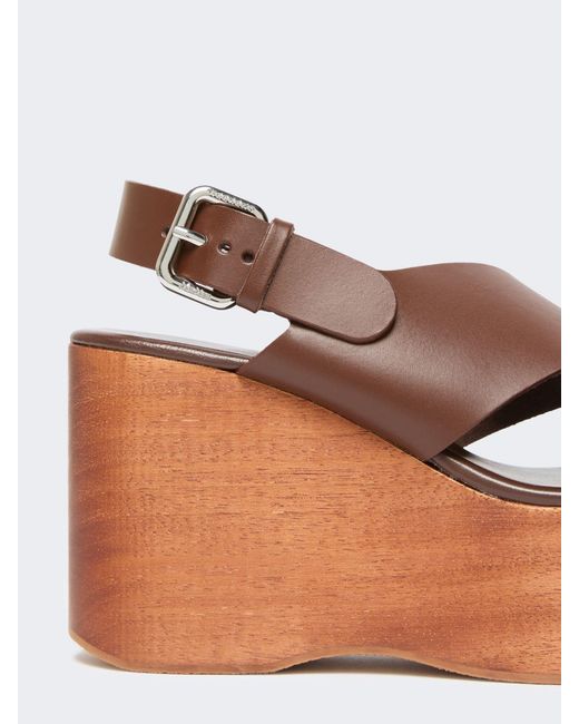 Weekend by Maxmara Brown Buckle Strap Wedge Sandals
