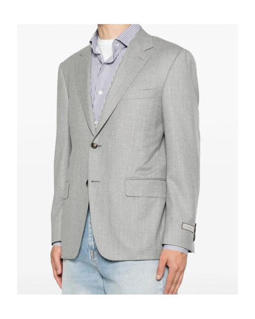 Canali Gray Long-Sleeved Suit Jacket for men