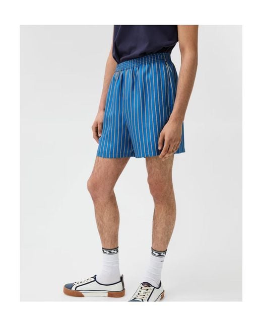 Versace Blue Striped Twill Shorts for men