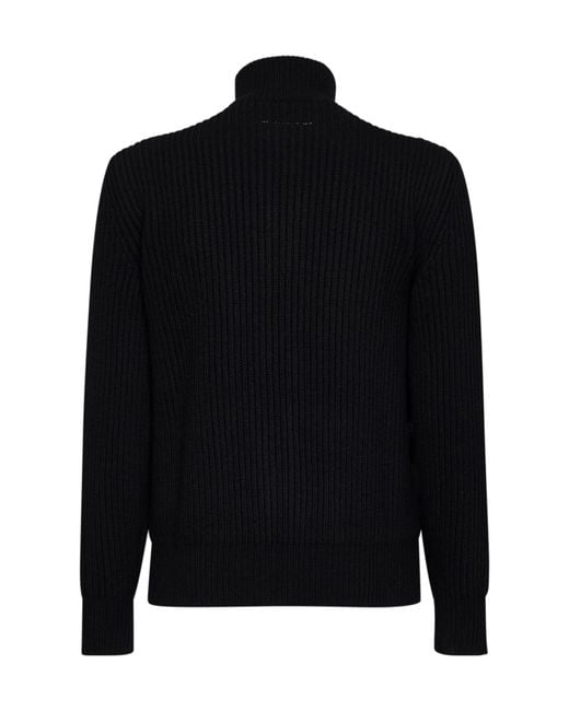 MM6 by Maison Margiela Black Long Sleeved Zipped Knitted Sweater for men