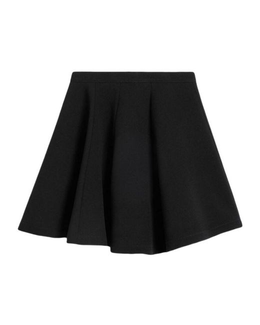 AMI Black High-Waist Pleated Skirt