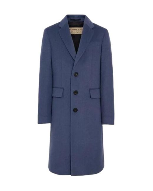Burberry Blue Single-Breasted Coat for men