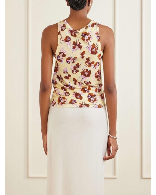 Rabanne Natural Floral-Pattern Ring-Detail Top