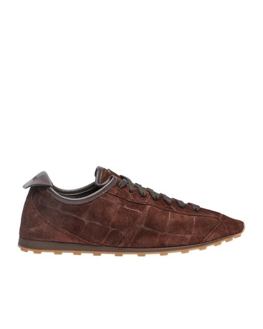 Jacquemus Brown Tennis Croc-Effect Suede Sneakers