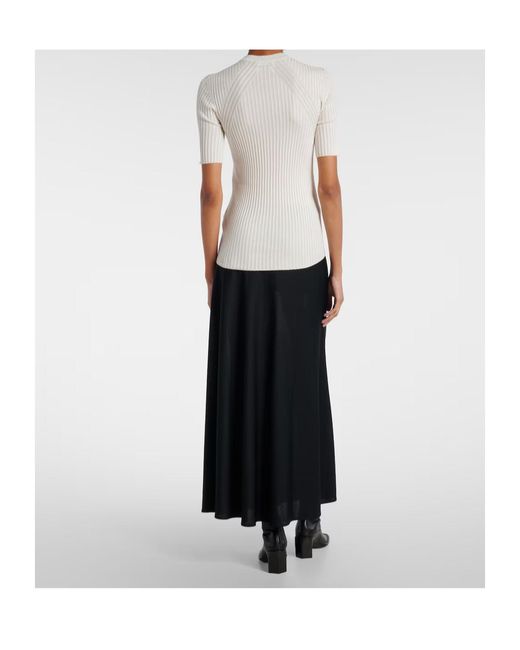 Jil Sander White Ribbed-Knit Silk Sweater