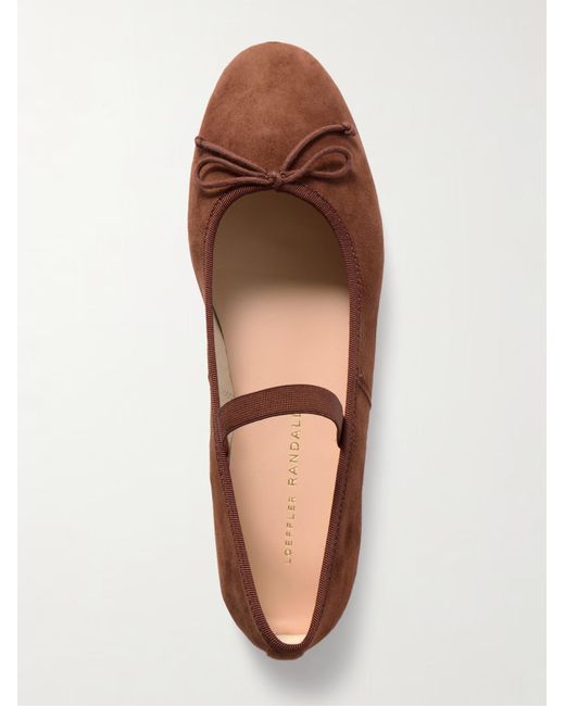 Loeffler Randall Brown Bow Embellished Suede Ballet Flats