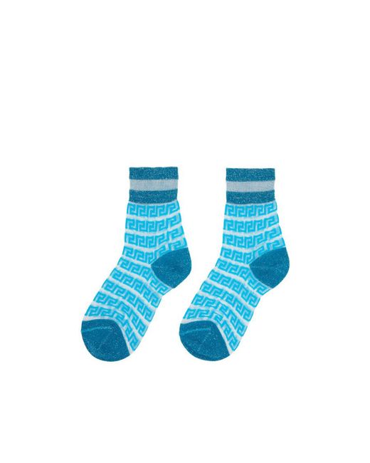 Versace Blue Greek Transparent Socks
