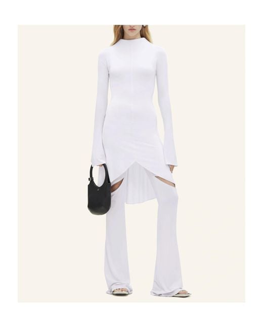 Courreges White High-Neck Long-Sleeve Midi Dress