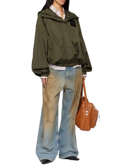Ganni Green Logo Patch Hooded Jacket