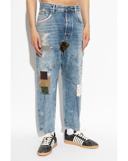 DSquared² Blue Kawaii Patchwork Jeans for men