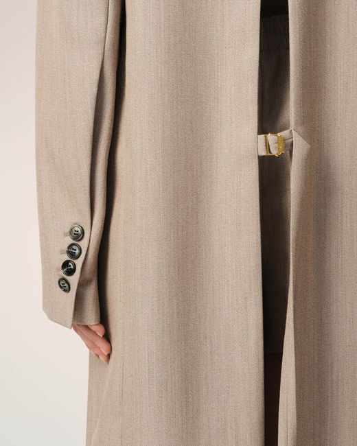 AMI Natural Back Slit Long Coat
