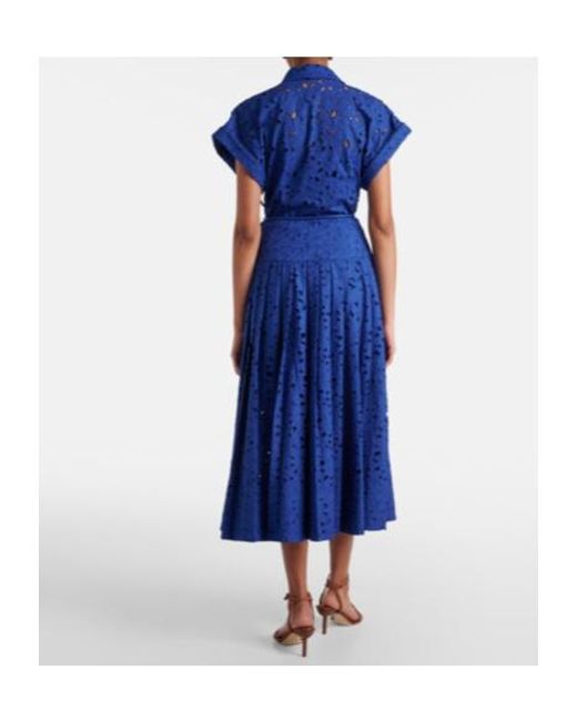 Rebecca Vallance Blue Floral Cotton Lace Shirt Dress