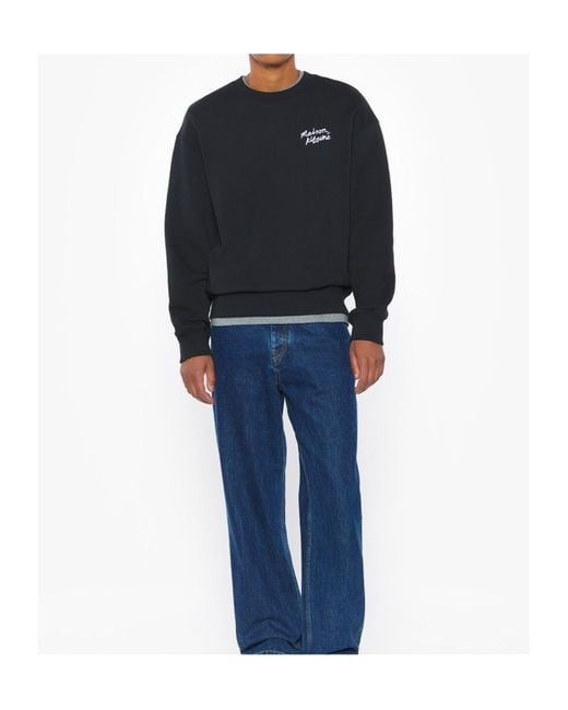 Maison Kitsuné Blue Maison Kitsuné Handwriting Comfort Sweatshirt for men