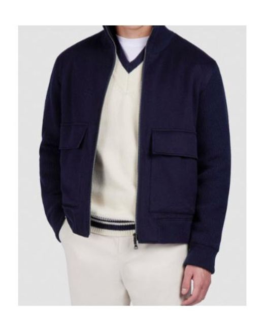 Paul & Shark Blue Knit-Sleeves Jacket for men