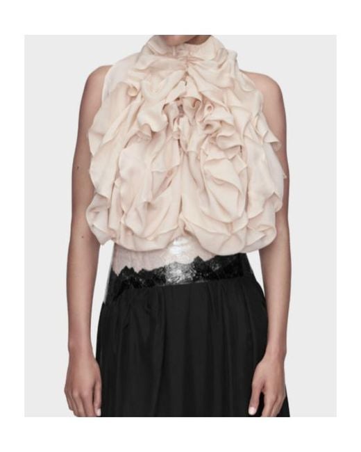 Maison Margiela Natural Ruffled Open Back Top