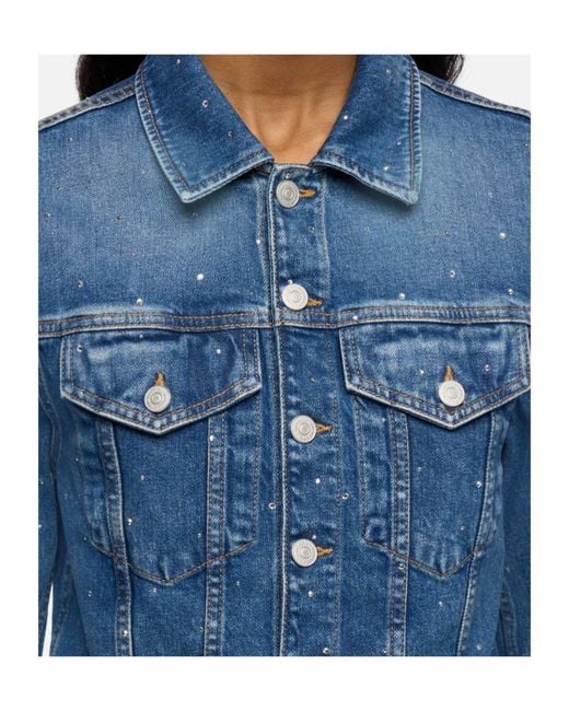 7 For All Mankind Blue Embellished Shrunken Jacket