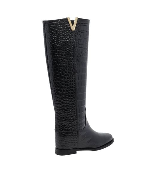 Via Roma 15 Black Round-Toe Ankle Boots