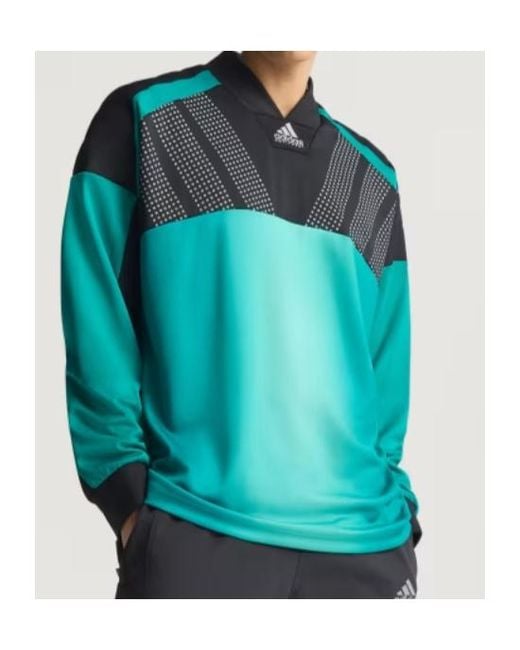 Adidas Originals Blue V-Neck Long Sleeved T-Shirt for men