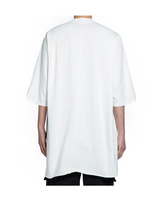 Rick Owens White Jumbo Cotton T-Shirt for men