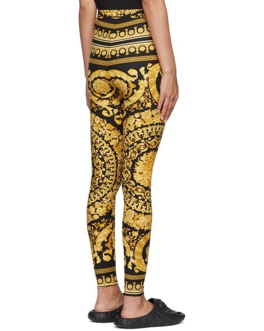 Versace Metallic Barocco-Printed High Waist Leggings