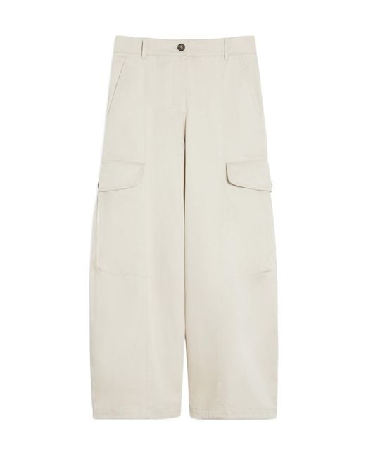 Max Mara White 'S Button Detailed Wide Leg Pants