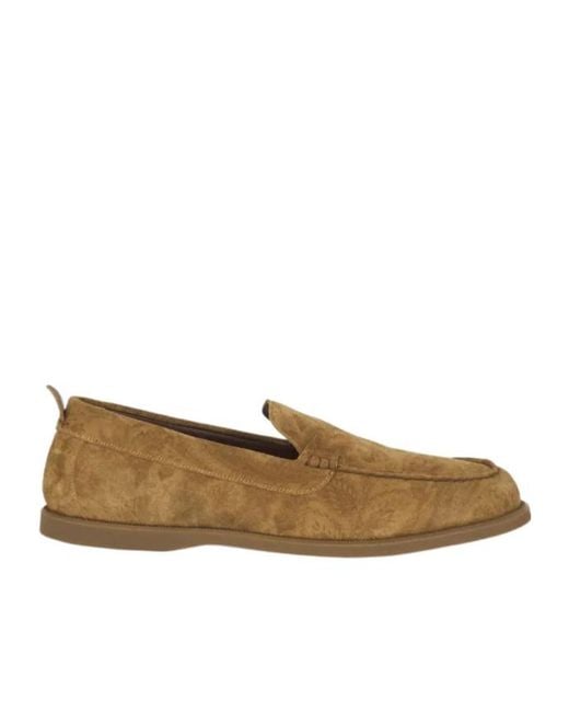 Etro Brown Printed Suede Slip-On Shoes for men
