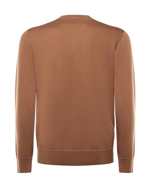 Eleventy Brown Ribbed Virgin Wool Sweater for men