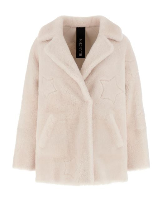 Blancha Natural Star Pattern Fur Coat