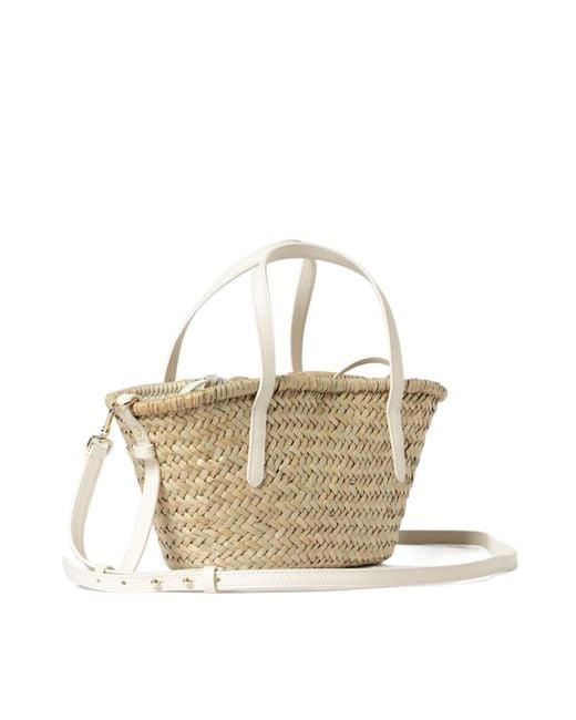 Coccinelle Metallic Logo Plaque Woven Tote Bag