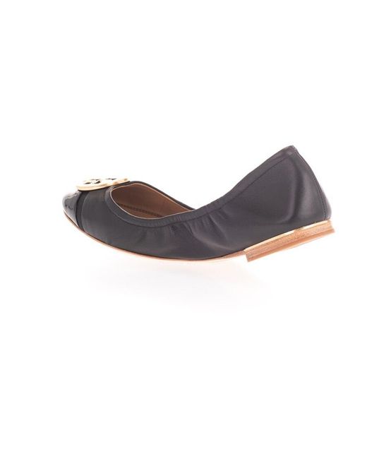 Tory Burch White Logo Ballerina Shoes