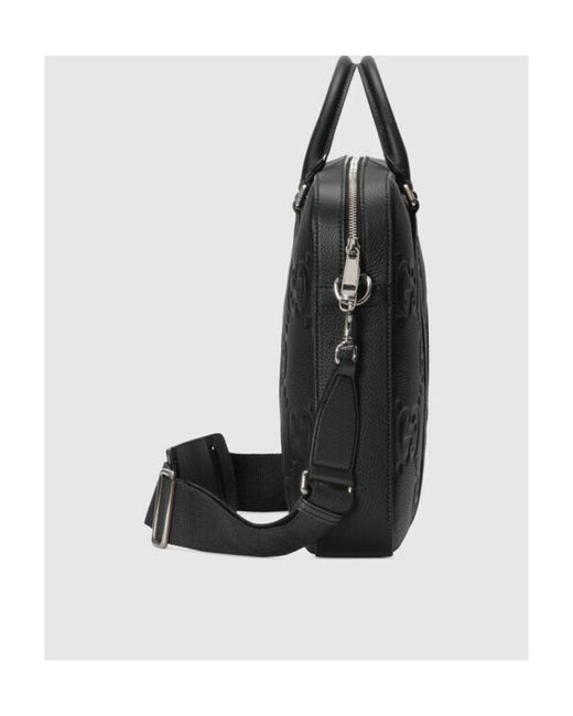 Gucci Black Debossed-Logo Laptop Bag for men