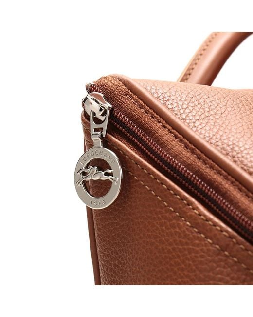 Longchamp Brown Le Foulonné Grained-Leather Backpack for men
