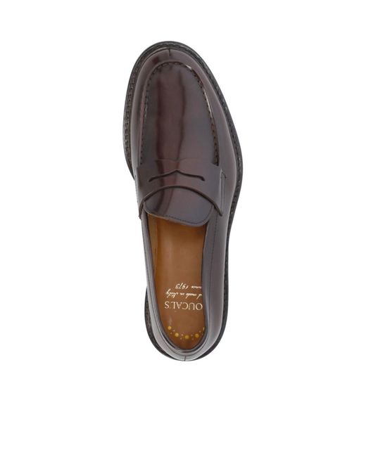 Doucal's Black Penny-Slot Almond Toe Loafers for men