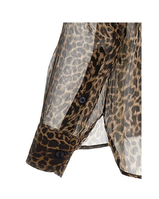 Tom Ford Brown Leopard-Printed Long-Sleeved Shirt