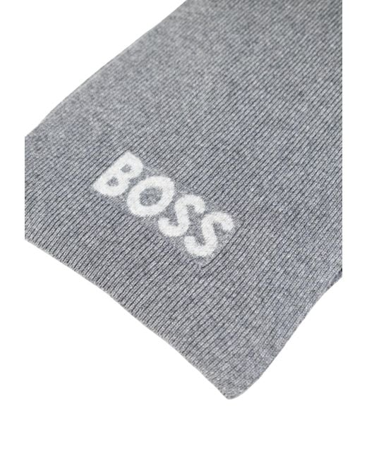 Boss Gray Letter Scarf for men