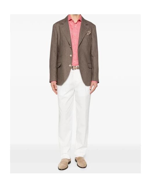 Brunello Cucinelli Brown Single-Breasted Tailored Blazer for men