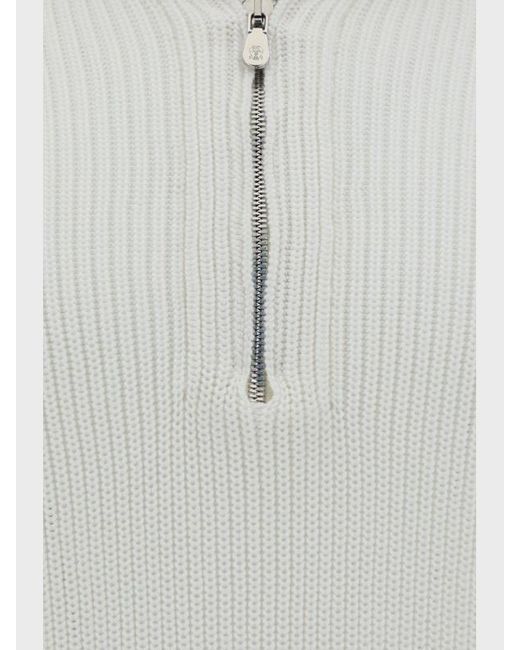 Brunello Cucinelli Gray Half-Zip Ribbed-Knit Gilet for men