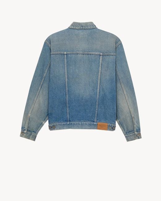 Saint Laurent Blue Button-Up Denim Trucker Jacket for men