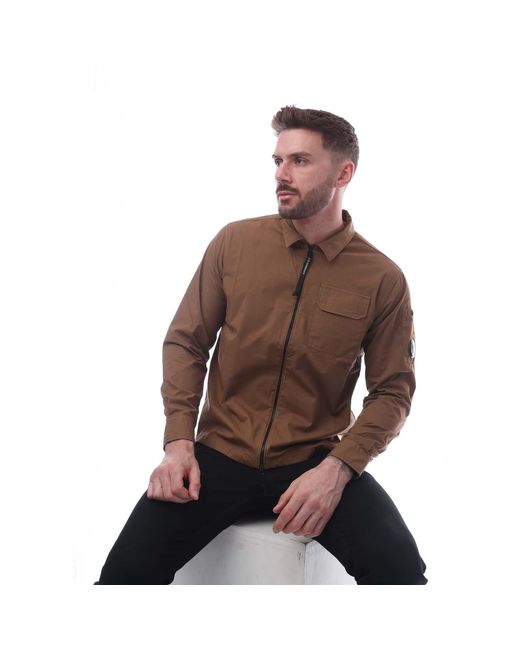C P Company Brown Casual Long Sleeve Shirt for men